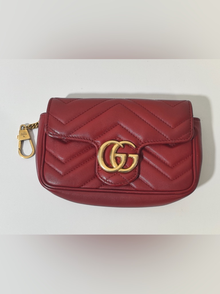 Pre-Owned Gucci Gg Marmont Red Quilted Leather Mini Bag